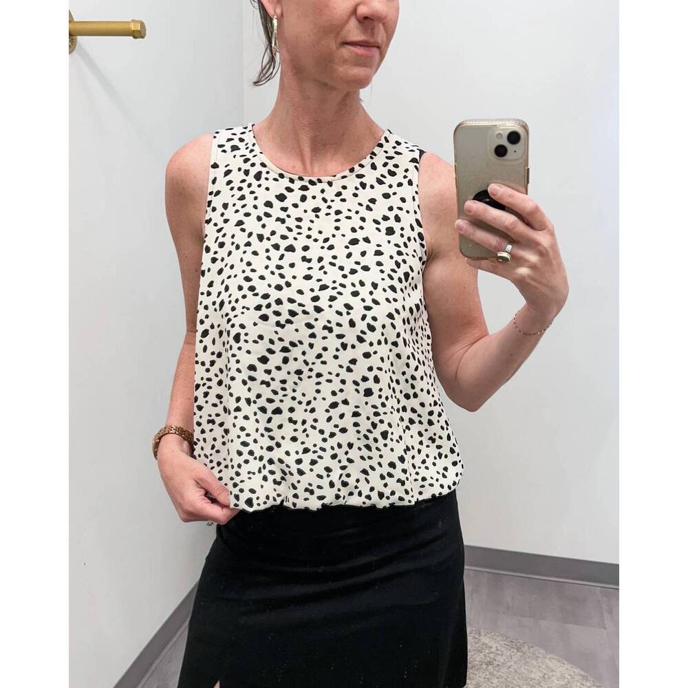 NEW VIERECK abstract print bubble top in black